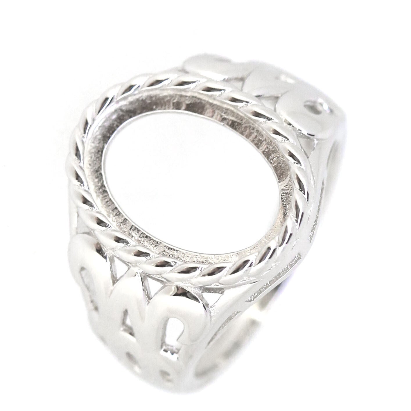 Sterling silver Semi Mount Ring Setting for Cab Oval OV 14x10mm Vintag
