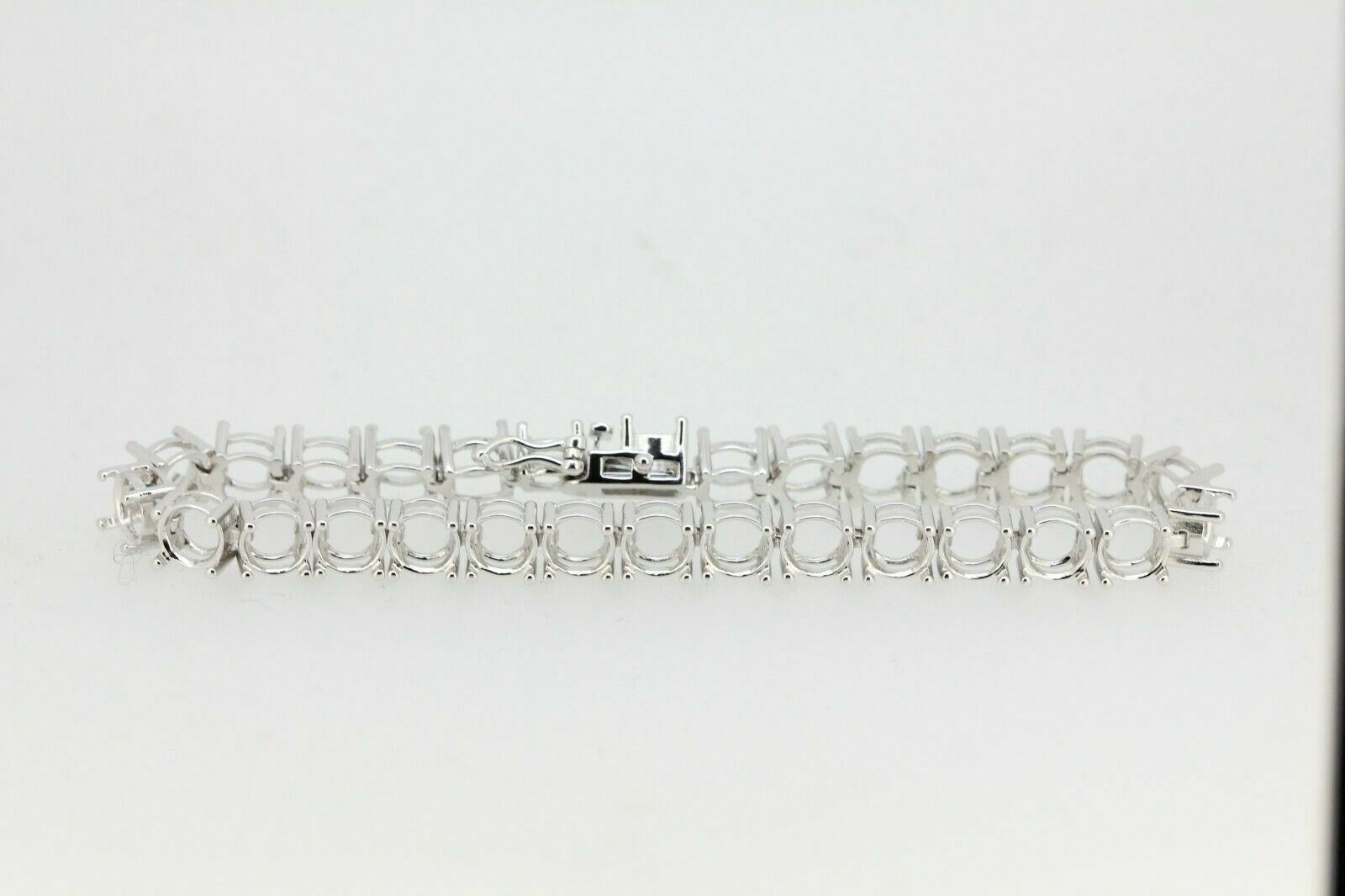 Sterling Silver Semi Mount Tennis Bracelet Setting Round RD 7x7mm 6210B