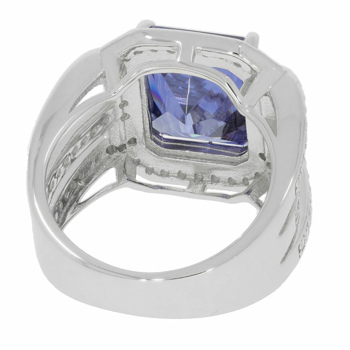 MTO Sterling Silver Semi Mount Ring Setting Emerald OCT 12X10mm Halo White Topaz