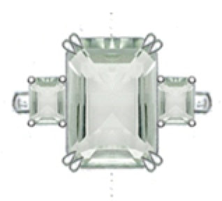 Halbgefasster Ring aus Sterlingsilber mit Smaragd-OKT-Motiv, 14 x 10 mm